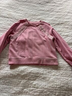 Cat & Jack Light Pink Lace-Trim Crewneck Sweatshirt